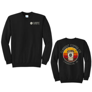 Current Coffee Unisex Core Fleece Crewneck Sweatshirt-Black