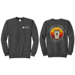 Current Coffee Unisex Core Fleece Crewneck Sweatshirt-Dark Heather Grey