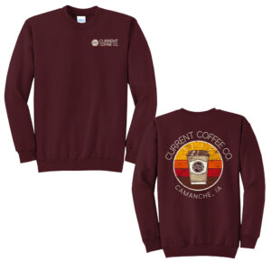 Current Coffee Unisex Core Fleece Crewneck Sweatshirt-Maroon