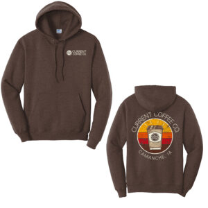 Current Coffee Unisex Core weight Cozy Pullover Hooded Sweatshirt-Heather Dark Chocolate Brown