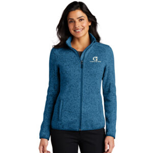 CFB Port Authority Ladies Sweater Fleece Jacket-Medium Blue Heather