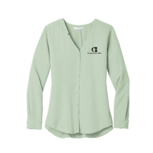 CFB Port Authority Ladies Long Sleeve Button-Front Blouse-Misty Sage