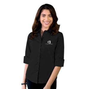 CFB Blue Generation Ladies 3/4 Sleeve Stretch Poplin Shirt-Black