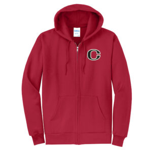 Clinton Unisex Classic Full-Zip Hooded Sweatshirt-Red