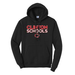 Clinton Unisex Fleece Hooded Sweatshirt-Black