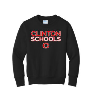 Clinton Youth Fleece Crewneck Sweatshirt-Black