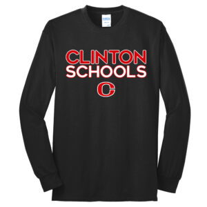 Clinton Unisex Cotton Long Sleeve Tee-Black