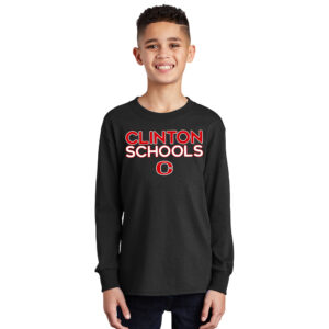 Clinton Youth Cotton Long Sleeve Tee-Black