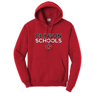 Clinton Unisex Fleece Hooded Sweatshirt-Red