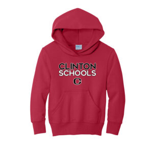 Clinton Youth Fleece Hooded Sweatshirt-Red