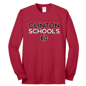 Clinton Unisex Cotton Long Sleeve Tee-Red