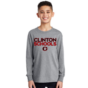 Clinton Youth Cotton Long Sleeve Tee-Athletic Heather