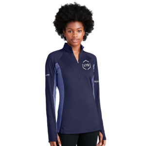 LYB ERT Sport-Tek Sport LADIES wick stretch 1/4 zip pullover w/heather-True Navy/Navy Heather