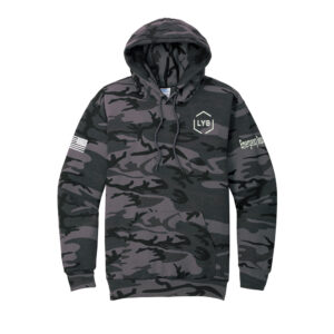 LYB ERT Unisex Core Fleece Camo Pullover Hooded Sweatshirt-Black Heather Camo