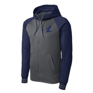 Legacy Baseball Men Sport-Tek Sport-Wick Varsity Fleece Full-Zip Hooded Jacket-Smoke Navy