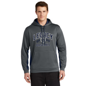 Legacy Baseball Sport-Tek Men Sport-Wick Fleece Colorblock Hooded Pullover-Dark Smoke Grey/Navy