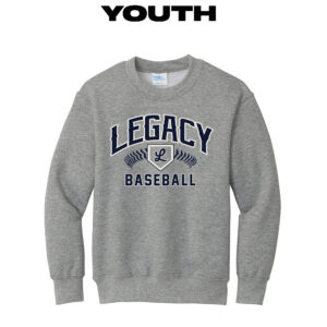 Legacy Baseball Youth Crewneck Sweatshirt-Athletic Heather