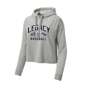 Legacy Baseball Sport-Tek Ladies PosiCharge Tri-Blend Wicking Fleece Crop Hooded Pullover-Light Grey Heather