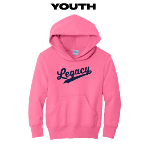 Legacy Baseball Youth Hooded Sweatshirt-Neon Pink