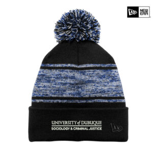 UD Criminal Justice New Era Knit Chilled Pom Beanie-Black/Royal