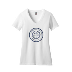 UD Criminal Justice District Made Ladies Perfect Blend V-Neck Tee-White