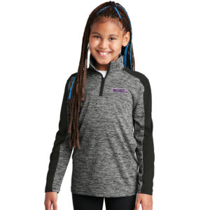 Aldo Strong Sport-Tek YOUTH PosiCharge Electric Heather Colorblock 1/4 Zip-Black/Black Electric