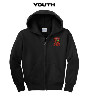 Burlington Predators Soccer Youth core fleece full zip hooded sweatshirt-Black