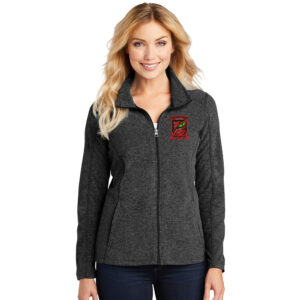 Burlington Predators Soccer Port Authority Ladies Heather Microfleece Full Zip Jacket-Black/Charcoal Heather