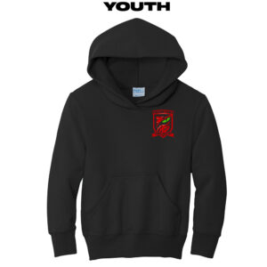 Burlington Predators Soccer YOUTH Classic Core weight Cozy Pullover Hooded Sweatshirt-Black