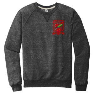 Burlington Predators Soccer Unisex Jerzees Snow Heather French Terry Raglan Crew-Black Ink