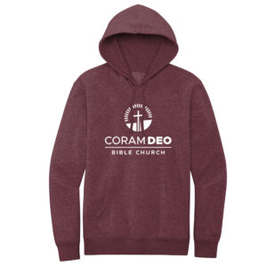 Coram Deo Bible Church Unisex District Premium Fleece Hoodie-Heathered Cardinal