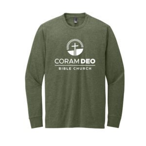 Coram Deo Bible Church Unisex District Perfect Blend CVC Long Sleeve Tee-Heathered Olive