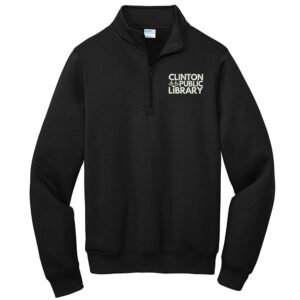 Clinton Public Library Unisex Core Fleece 1/4 Zip Pullover Sweatshirt-Black