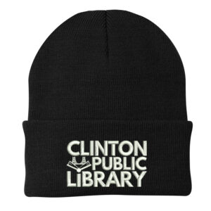 Clinton Public Library Knit Cap with cuff-Black