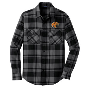 EV River Hawks Men Port Authority Plaid Flannel Shirt-Grey/Black