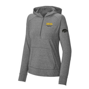 Iowa Baseball Club Sport-Tek Ladies Sport-Wick Stretch 1/2-Zip Hoodie-Charcoal Grey Heather