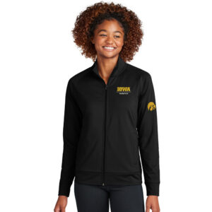 Iowa Baseball Club Sport-Tek Ladies Sport-Wick Stretch Full-Zip Cadet Jacket-Black