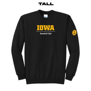 Iowa Baseball Club Tall Fleece Crewneck Sweatshirt-Black