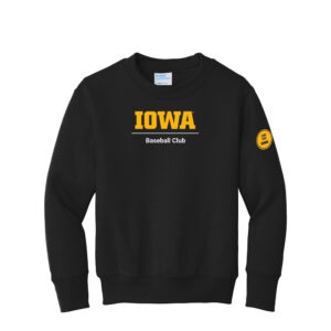 Iowa Baseball Club Youth Crewneck Sweasthirt-Black