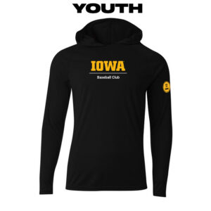 Iowa Baseball Club Youth Cooling  performance long sleeve hooded Tee-Black