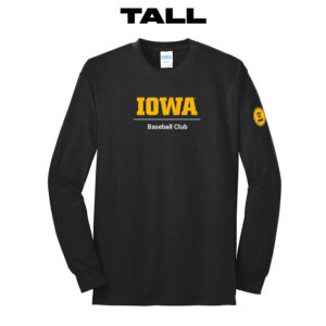 Iowa Baseball Club Tall  Long Sleeve Cotton Tee-Black