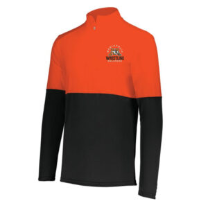 Mediapolis Wrestling Holloway Men Momentum Team 1/4 zip color block pullover-Black/orange