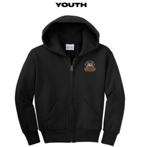 Mediapolis Wrestling Youth Core Fleece Full Zip Hooded Sweatshirt-Black