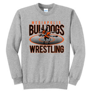 Mediapolis Wrestling Unisex Fleece Crewneck Sweatshirt-Athletic Heather