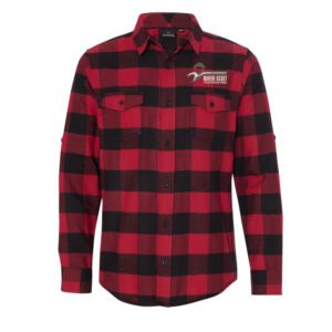 NS Trapshooting Burnside Men Yarn-Dyed Long Sleeve Flannel Shirt-Red Black Buffalo