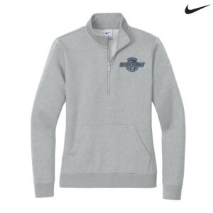 PV Girls BB Nike Ladies Club Fleece Sleeve Swoosh 1/2-Zip-Dark Grey Heather