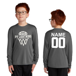 PV Lightning BB Sport-Tek Youth Long Sleeve Competitor Tee-Iron grey