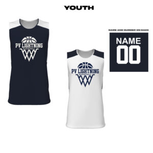 PV Lightning BB Champro YOUTH Crossover Single Ply Reversible Basketball Jersey-Navy/White