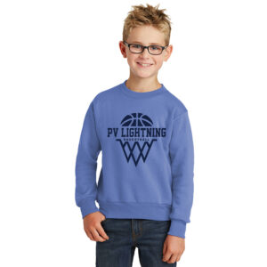 PV Lightning BB  Youth Crewneck Sweatshirt-Carolina Blue