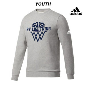 PV Lightning BB Adidas YOUTH Fleece Crewneck Sweatshirt- MedGrey Heather